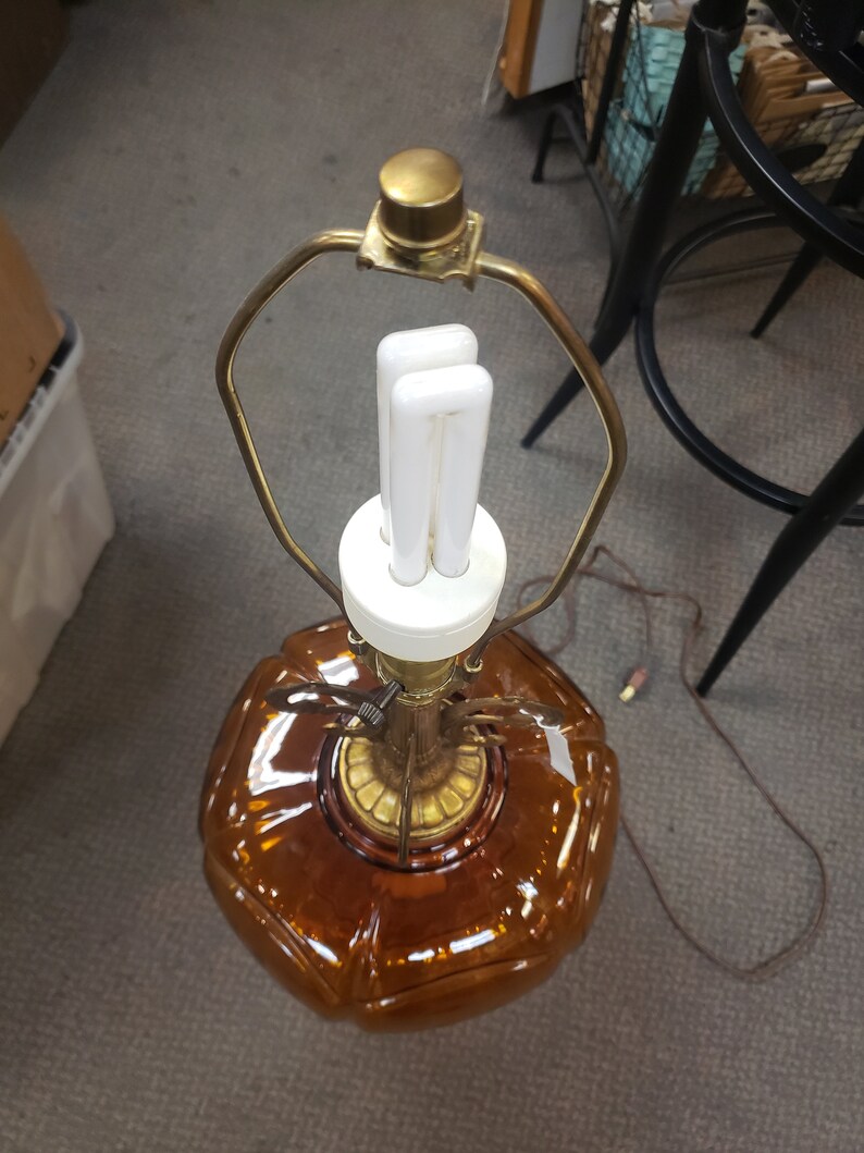 MCM Amber Glass 3way Globe Table Lamp EF&EF Industries Etsy