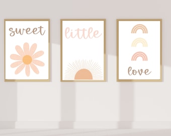 Boho Rainbow Sunshine Printable Nursery Wall Art, DOWNLOAD DIGITALE, Stampe della scuola materna della ragazza, Boho Nursery Decor, Printable Wall Art, Nursery