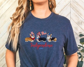 Corgi 4th of July Happy Independence Day Tshirt, Welsh Corgis Fourth Of July Costume Shirt, Patriotic Corgi Summer T-shirt, Cute Dog Shirts