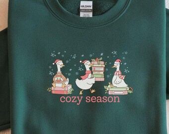 Christmas Reading Goose Shirt, Book Lover Sweatshirt