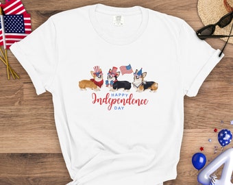 Corgi 4th of July Tshirt, Fourth of July Corgis in Costumes, Happy Independence Day Corgi Shirt, Summer Shirt for Corgi Lovers