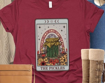 Pickle Shirt for Pickle Lovers, Funny Pregnant Woman Pickles Tarot Card Shirt, Mystical Foodie Gift Shirts, Pickle Fanatic Gift Tshirts