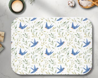 Bluebird Bath Mat | Birds Bathroom Rug | Cottagecore Bathroom Decor | Botanical Floor Mat | Spring Home Decor
