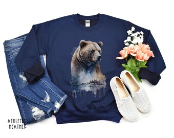 Grizzly Bear Sweatshirt, Wilderness Bear and Mountains
