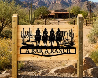 Personalized Cowboy Address Sign, Metal Southwest Plaque, Custom Ranch Name Sign, Western Steel Address Sign, Indoor Outdoor Decor