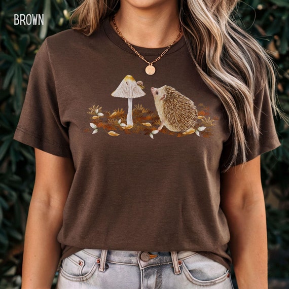 Hedgehog Shirt | Hedgehog Mushroom Snail Woodland Shirt | Forestcore Animal Lover t-shirts | Gift for Women Kids | Farmcore Wildlife Shirts