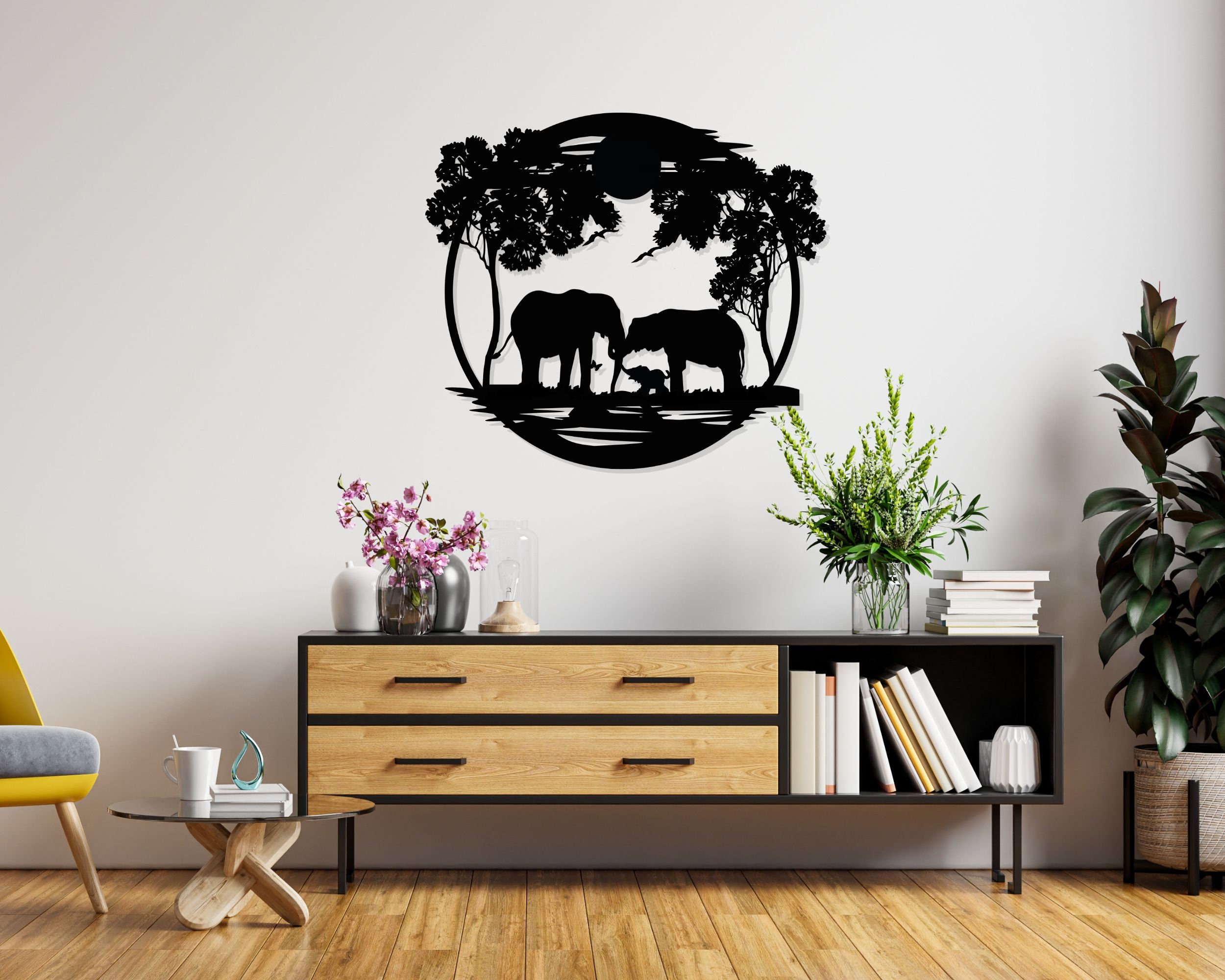Elephant Wall Art Elephant Metal Wall Art Elephant Family - Etsy