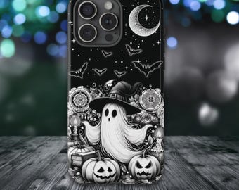 Ghost Cell Case, Halloween Witchy iPhone Samsung Google Tough Case, Dual Layer Protection