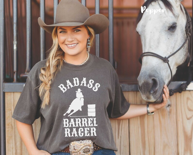 Barrel Racer Shirt, Badass Barrel Racer Comfort Colors T-shirt, Rodeo ...