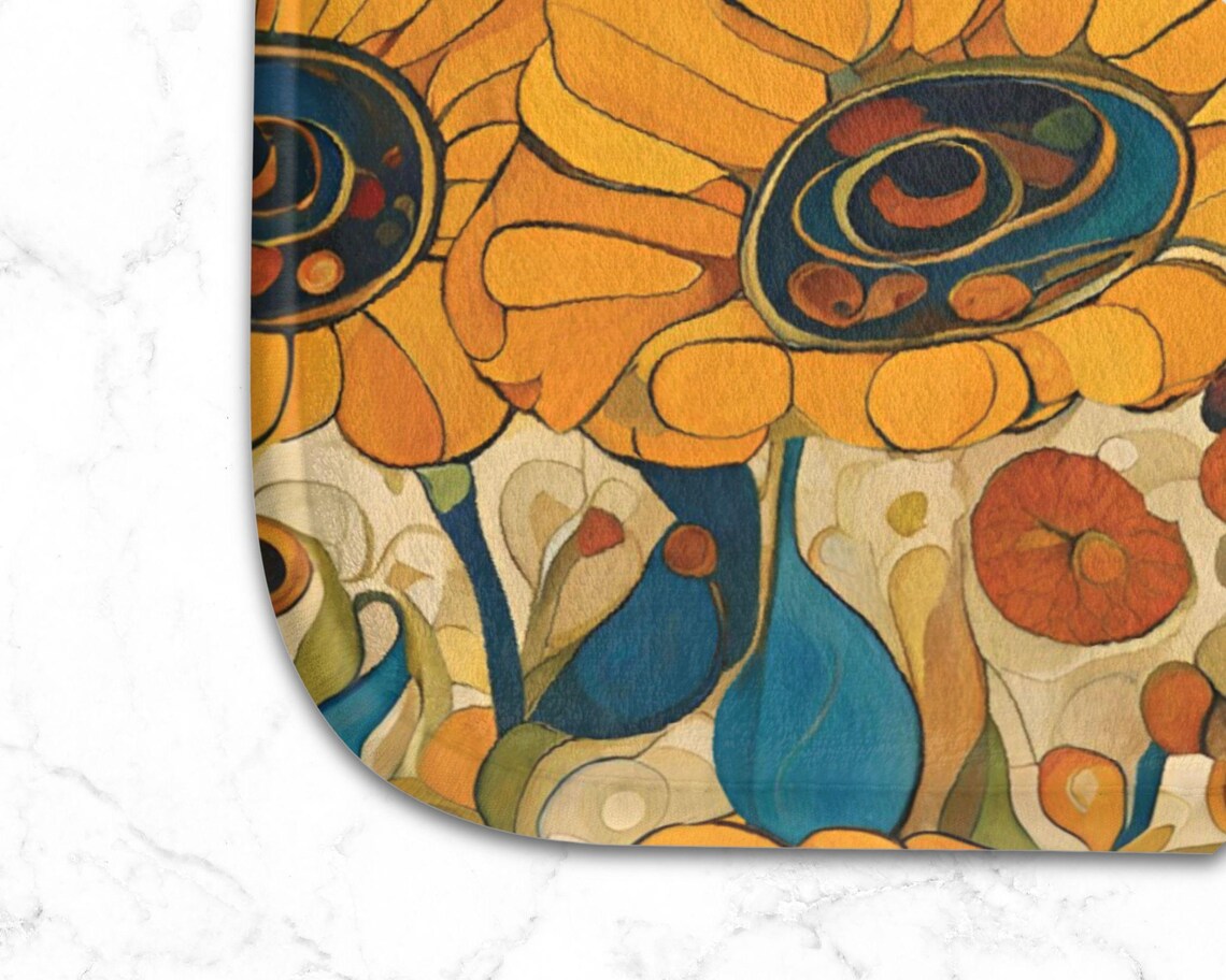 Sunflower Bath Mat Botanical Bath Rug Gardener Housewarming Gift Nature ...