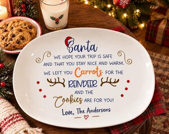 Personalized Santa Christmas Platter, Santa Snack Plate, Santa Cookie Plate