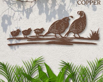 Quail Family Metal Art, Desert Wildlife Wall Decor, Southwest Quail Lover Gift, Housewarming Present, Nature Inspired Quail Decoration