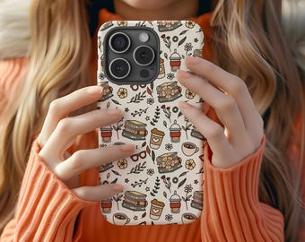 Coffee Book Lover Phone Case, Cozy Reader Tough Phone Case, iPhone, Samsung, Google Models