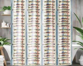 Sardine Shower Curtain | Fishing Bathroom Decor | Rustic Cabin Bath | Lake House Decor