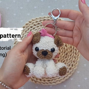 Pug crochet pattern small mini keychain cute dog puppy amigurumi