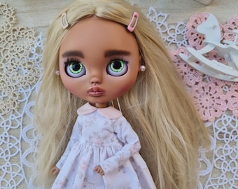 Beautiful Blythe doll, blonde long hair, OOAK custom doll