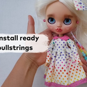 How to attach ready pullstrings, putting strings into Blythe doll