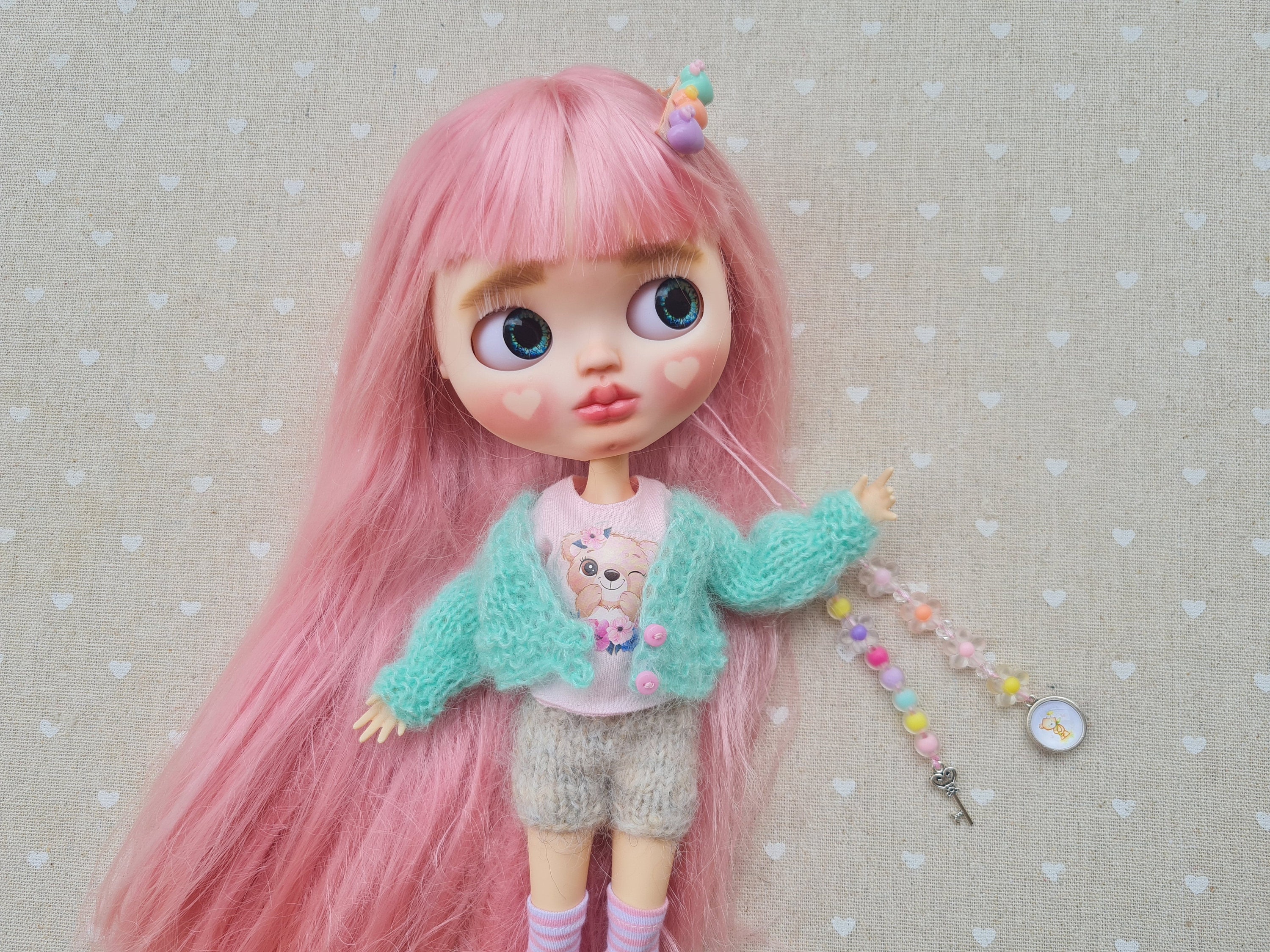 ブライス ピンク髪 ハート 頬 - Etsy 日本