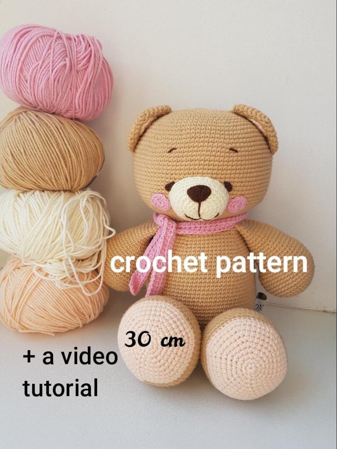 Buy Big Teddy Bear Crochet Pattern Amigurumi With a Video Tutorial