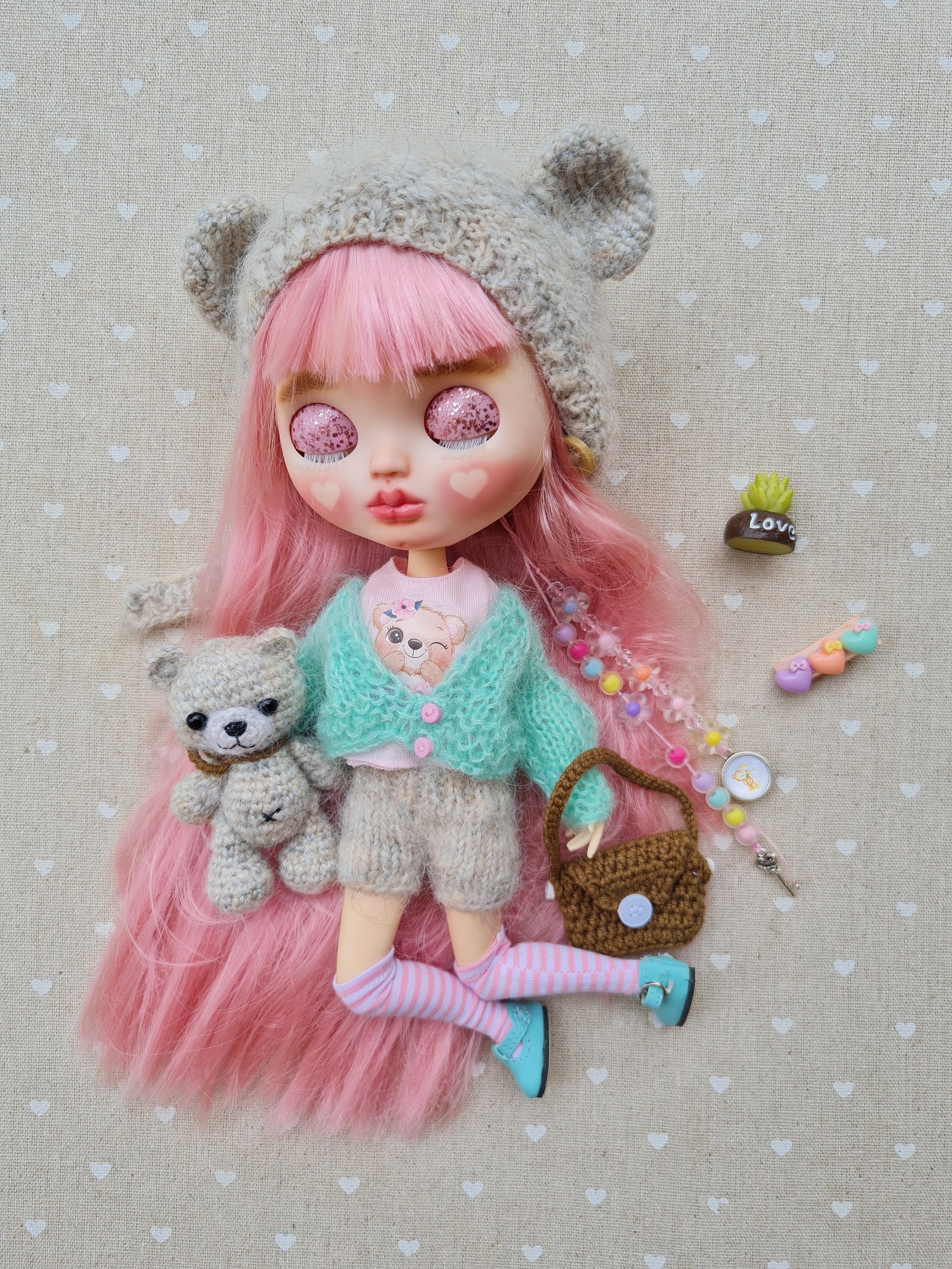 ブライス ピンク髪 ハート 頬 - Etsy 日本