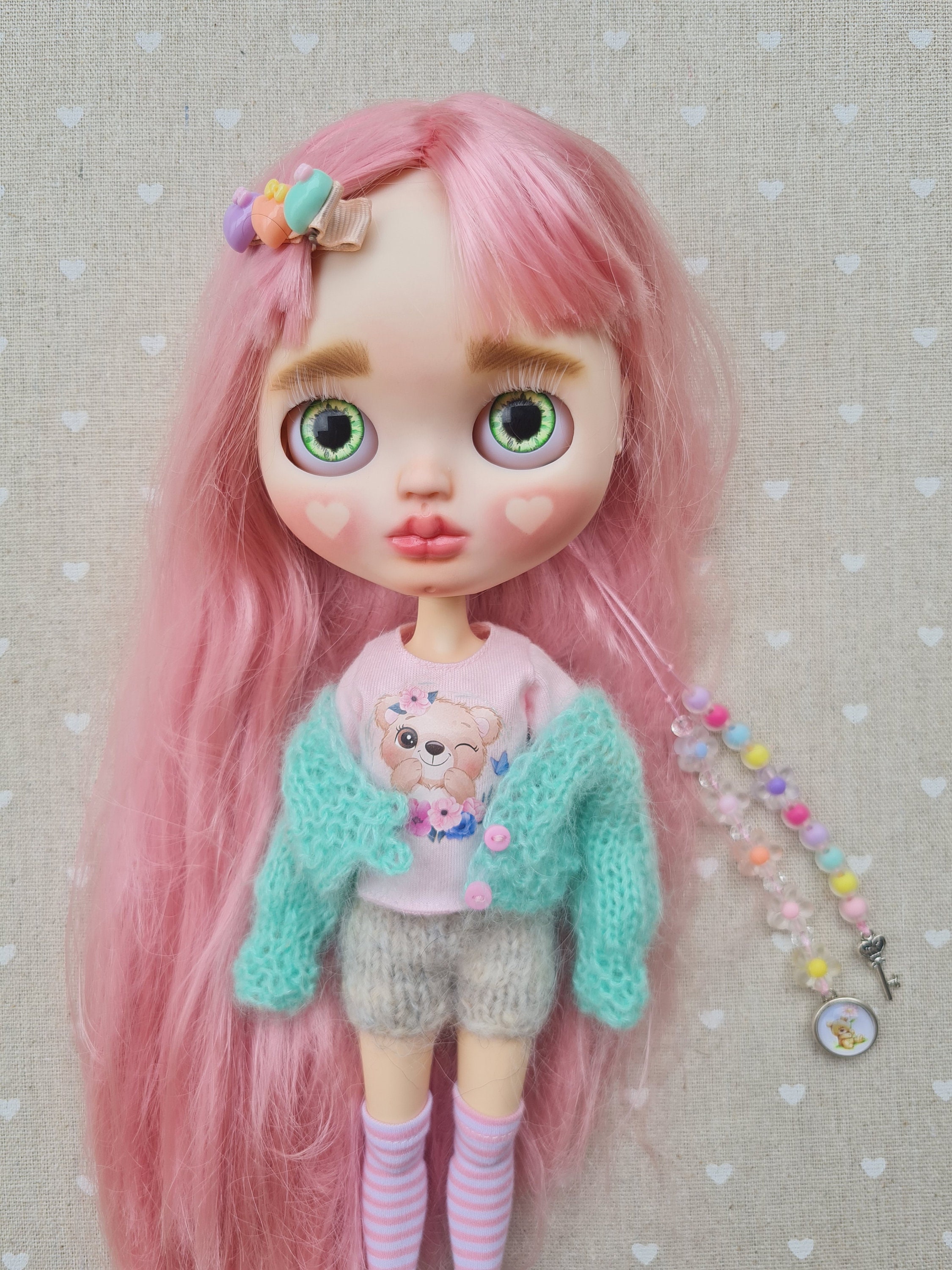ブライス ピンク髪 ハート 頬 - Etsy 日本