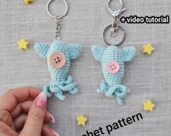 Squid Easy pattern, keychain pattern, Coraline squid with video tutorial