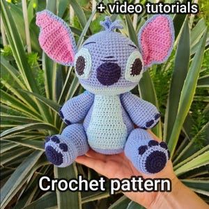 Stitch pattern crochet blue alien amigurumi