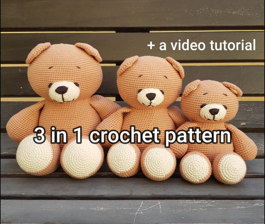 Teddy Bear Crochet Pattern Big, Medium, Small - Etsy