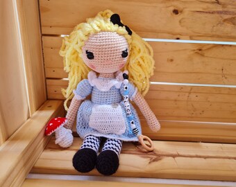 Alice in Wonderland doll, crochet Alice, handmade Alice doll