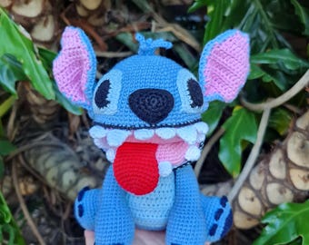 Stitch Fun Present Blå Alien Monster med öppen mun