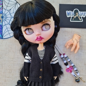 Wednesday Blythe Doll custom OOAK