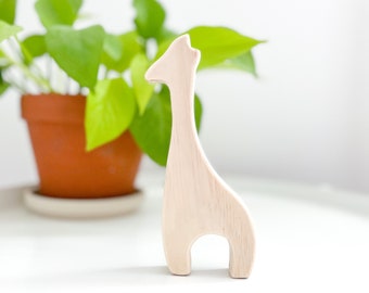 Little Baby Giraffe Toy | Handmade Natural Wooden Baby Block | Minimal Newborn Gift