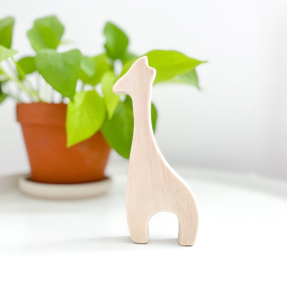 Little Baby Giraffe Toy Handmade Natural Wooden Baby Block Etsy