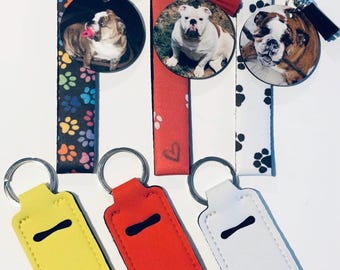 Personalized Wristlet, Keychain and Lipstick holder. Dogs, Family, Gift, Paws.