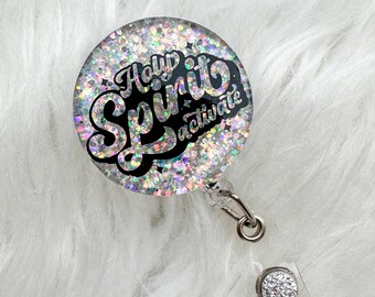 Holy Spirit Activate Badge Reel, Glitter Badge Reel, Nurse Badge Reel, CNA Badge Reel