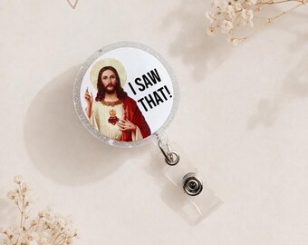 Funny Jesus Badge Reel, Christian Nurse ID Holder, Retractable Lanyard