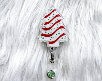 Christmas Tree Cake Badge Reel, Glitter Badge Reel, Nurse Badge Reel, CNA Badge Reel