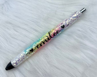 Unicorn Burst Pen | Personalized Glitter Pen | Inkjoy Refillable Personalized Glitter Pen | Custom Glitter Pen | Epoxy Resin Pen
