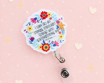 I Can Do All Things Through Christ Retractable ID Holder – Nurse, Teacher, Christian Gift