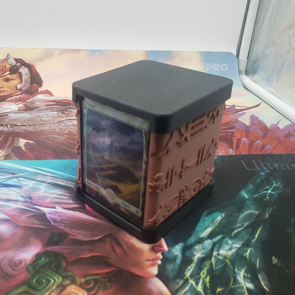 Made To Order Hieroglyph Style 100 Card Deck Box TCG/MTG Commander Sized With View Slot