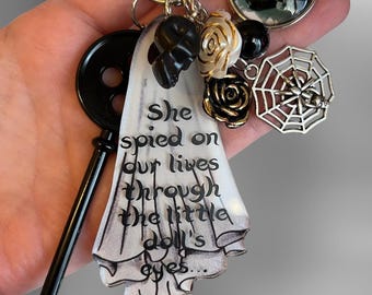 The Beldam/other mother/ghost children Keychain with extra large button key
