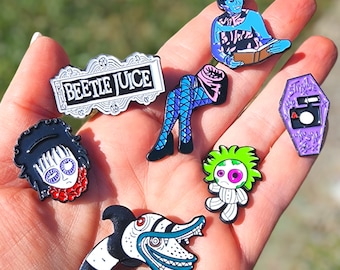 Beetlejuice Enamel Pins: Movie Character Pins for Bags & Jackets