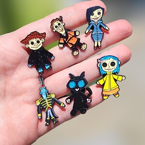 Coraline pin embellishments Set of 6 pins