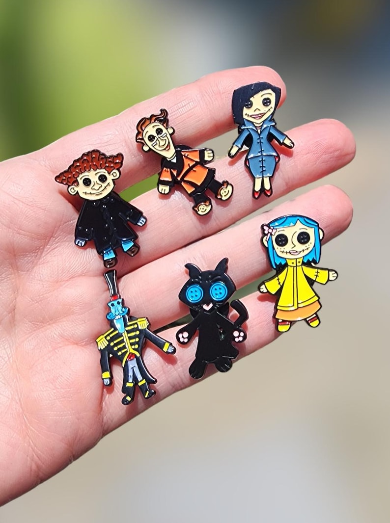 Coraline pin embellishments Set of 6 pins