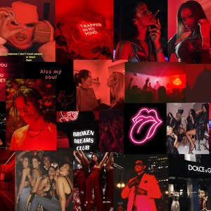 Red/Dark Room Desktop Wallpaper, Mood Board, Collage, Red Aesthetic for all devices, Macbook, Microsoft, Chromebook, and more.