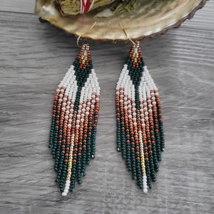 Forest Theme Beaded Fringe Earrings