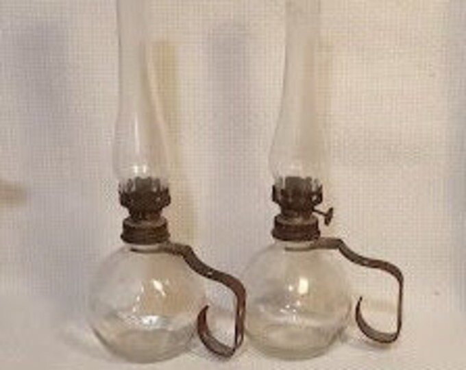 Late 1800s Antique Oil Lamps Set of 2 Etsy