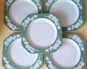 1930s VintageLenox Apple Blossom Green Salad/Dessert Plate  White Cameo on Sage Green