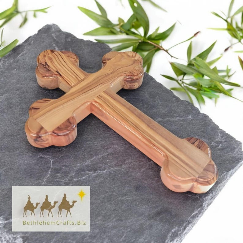 Bethlehem Olive Wood Orthodox Christian Wall Cross | Simple Budded ...