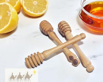 Handcrafted Honey Dipper - Olive Wood Kitchen Utensils for Drizzling Honey
